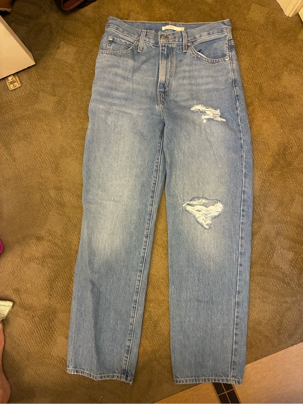 Levi's Light Blue Straight Leg Distressed Jeans